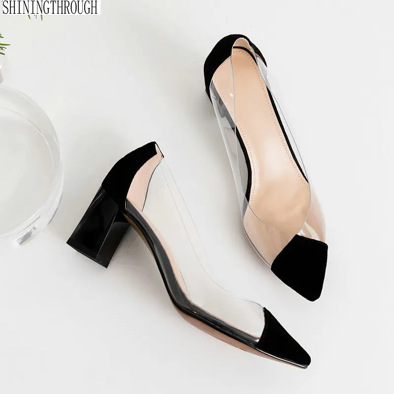 

Summer Shoes Clear PVC women pumps 6cm High Heels Point Toes Womens Party Shoes Nightclub Pumps