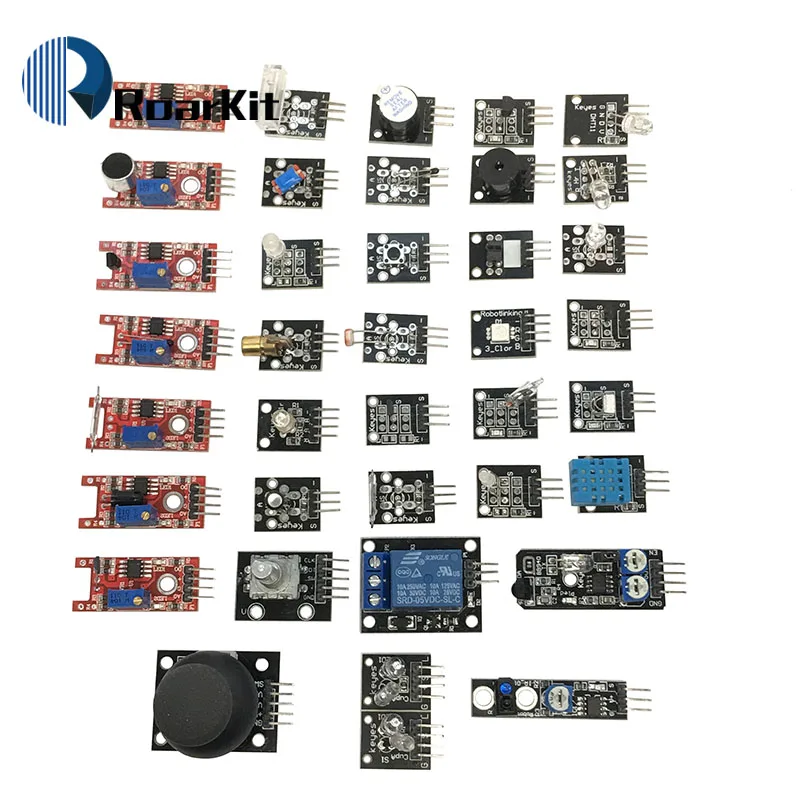 37 в 1 комплект датчиков для Arduino/RGB/джойстик/светочувствительный/Обнаружение звука/Предотвращение препятствий/зуммер