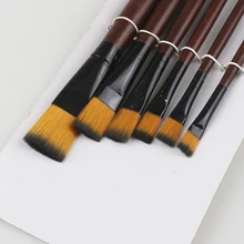 Высокое качество, 6 шт. в наборе, акрил, нейлон, художественная кисть для художника, акварельные масляные принадлежности, краски с плоской головкой, впитывающие гибкие щетинки