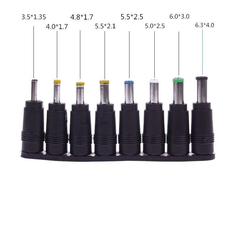

1 Set 8pcs Universal AC DC Power Adapter 2pin Plug Charger Tips For PC Notebook Laptop Use