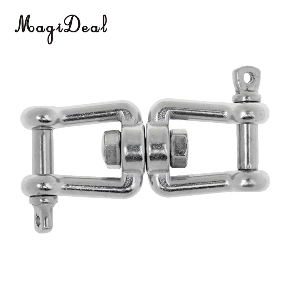 MagiDeal Marine 304 Stainless Steel Polished Anchor Chain Connector Swivel Jaw Double Shackle- M4, M5, M6, M8, M10, M12