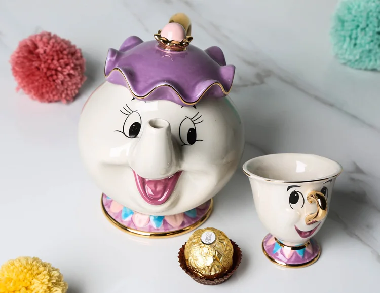 Мультфильм красота и чудовище чайный сервиз чай горшок Mrs Potts горшок чип чашка кружка один набор для друга креативный Рождественский подарок Быстрая