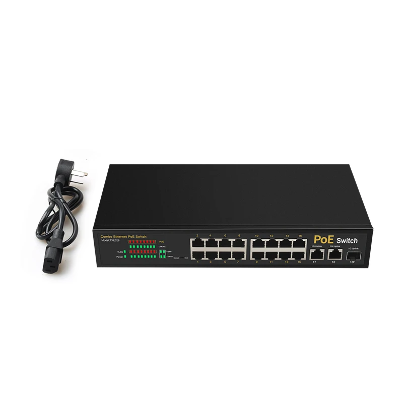 DIEWU ICPLUS/IP1818 16 порт 100 м + 2 порта 1000 1SFP Простой POE переключатель для безопасности
