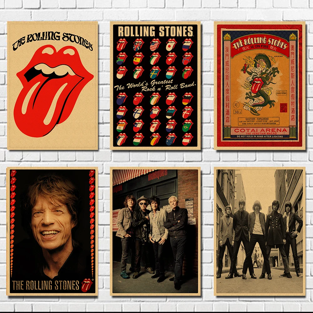

Big Tongue Music Rock Band Kraft Paper Bar Poster Wall Stickers Retro Poster Decorative Painting 42*30cm
