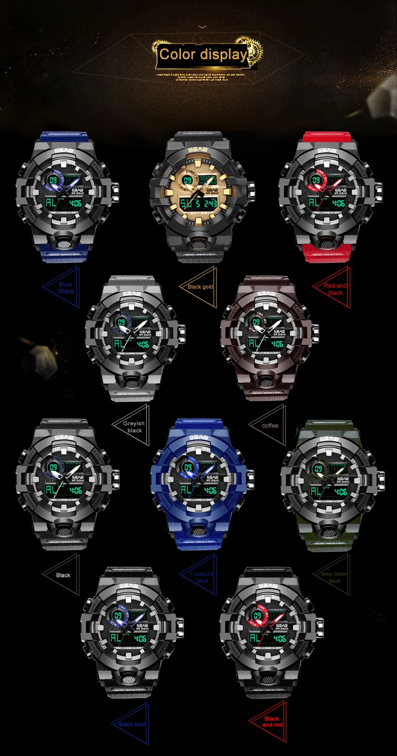 Топ S противоударные армейские спортивные цифровые часы новые военные часы кварцевые наручные часы светодиодный водонепроницаемые мужские часы для улицы 8001 часы