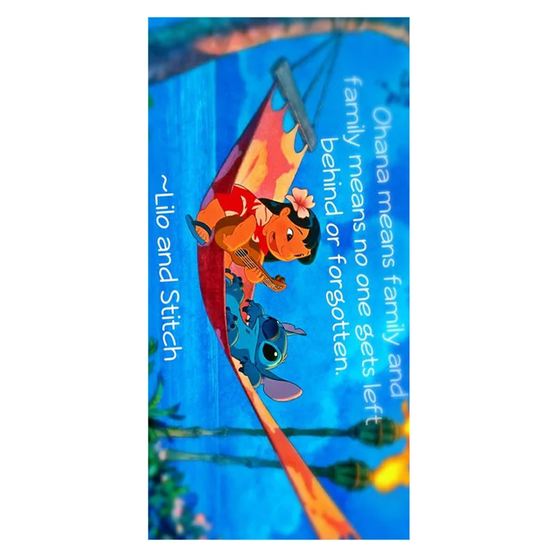 

New Arrival Bamboo Fiber Towel Lilo&Stitch Ohana Quote Bath Towel Quick Dry Hand Towel Adult Kid Comfortable Wash Cloth 35x70cm