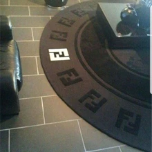 1,6 м круглый 3D заметный FF письмо ковер, спальня гостиная бизнес роскошный черный белый серый ковер, настраиваемый размер/цвет