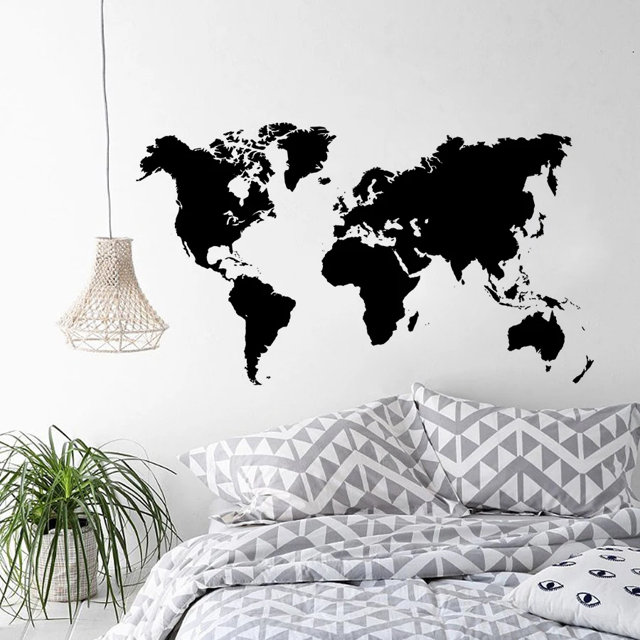 

Home Decor World Map Vinyl Wall Stickers Removable Map Wall Decal Creative World Maps Wallpaper Living Room Vinyl Murals AY1430