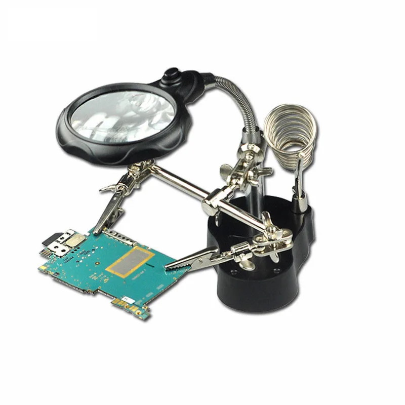 Desk magnifier lamp 3.5x 12x Third Hand Iron Stand Soldering LED