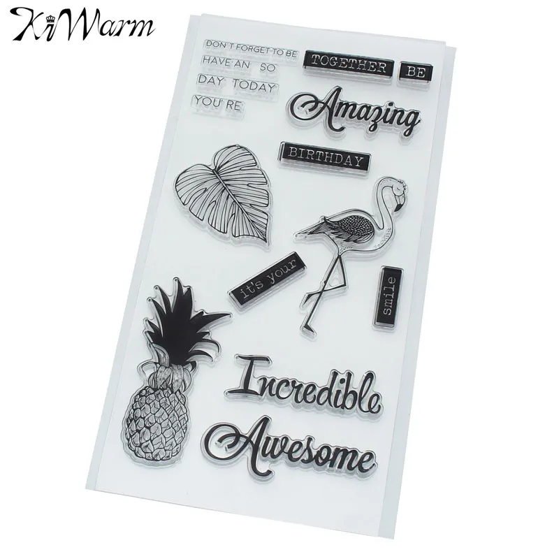 

Birthday Pineapple Ostrich Transparent Silicone Clear Stamps DIY for Scrapbook Photo Album Paper Cards Hand Account Decoration