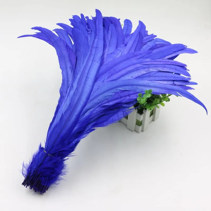 

Wholesale 100pcs/lot 40-45cm 16-18 inch royal blue Rooster feather Cock Tail Feather Chicken feather Rooster tail feather