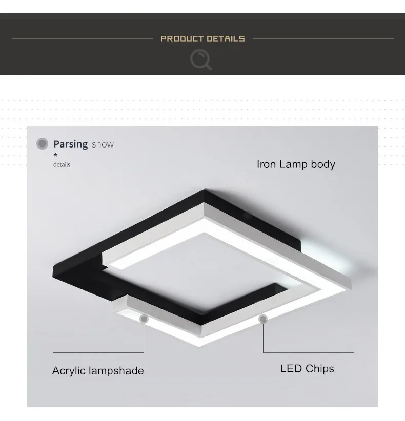 Минимализм квадратный плафон светодиодные Современные светодиодные потолочные лампы для гостиной спальни кухни лампа черный потолочный светильник
