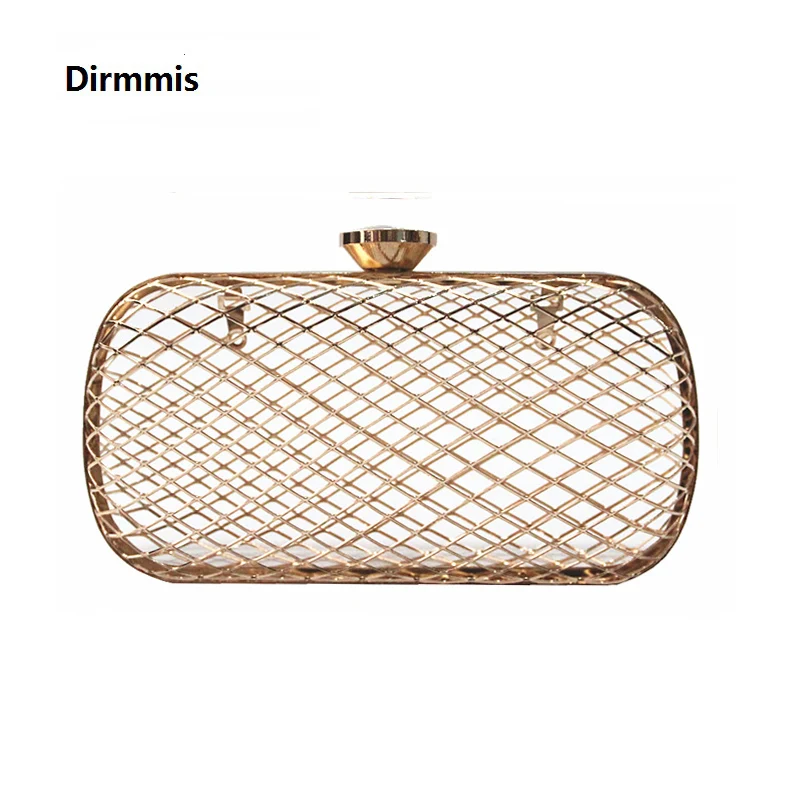 

New Brand Women Messenger Bag Fashion Metal Evening Bag Lady Luxury Shoulder Handbag Hollow Solid Party Prom Casual Chain Clutch