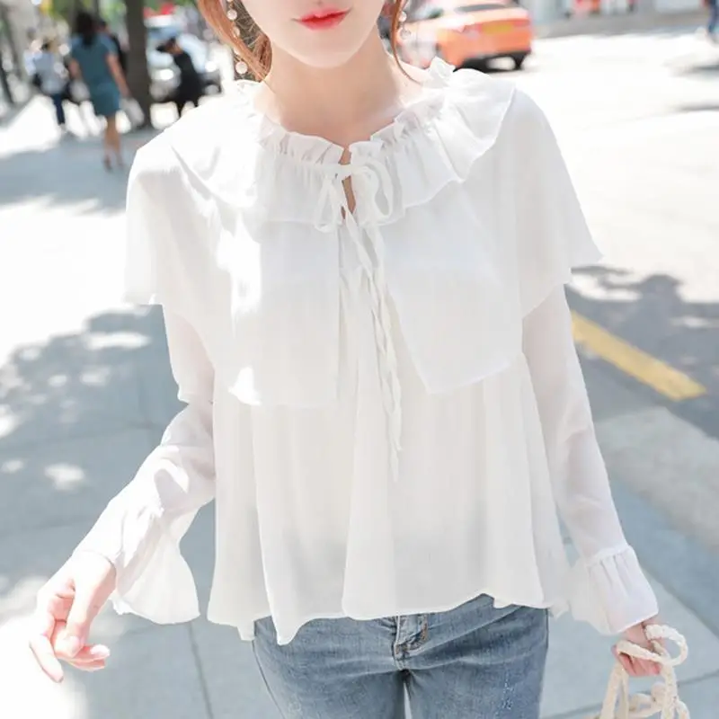 New 2018 Floral Chiffon Blouses Women Summer Tops And