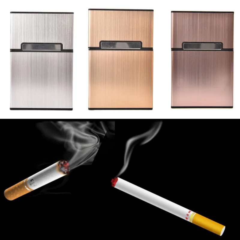 

2018 Personality Creative Aluminum Smoking Cigarette Case Fashion Men Cigar Tobacco Holder Pocket Box Storage Container Gift Box