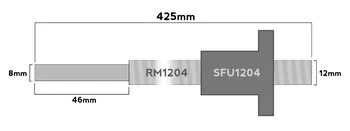 

Best quality 1pc Ball screw SFU1204 - L425mm + 1pc RM1204 Ballscrew Ballnut for 12mm screw rail