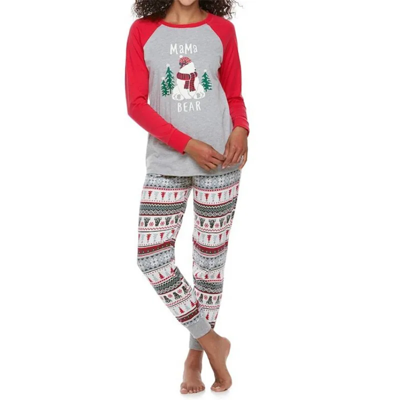 Семейный комплект рождественских пижам для папы и мамы, Детская ночная рубашка с принтом медведя, г., Новогодняя одежда для сна Семейные пижамы