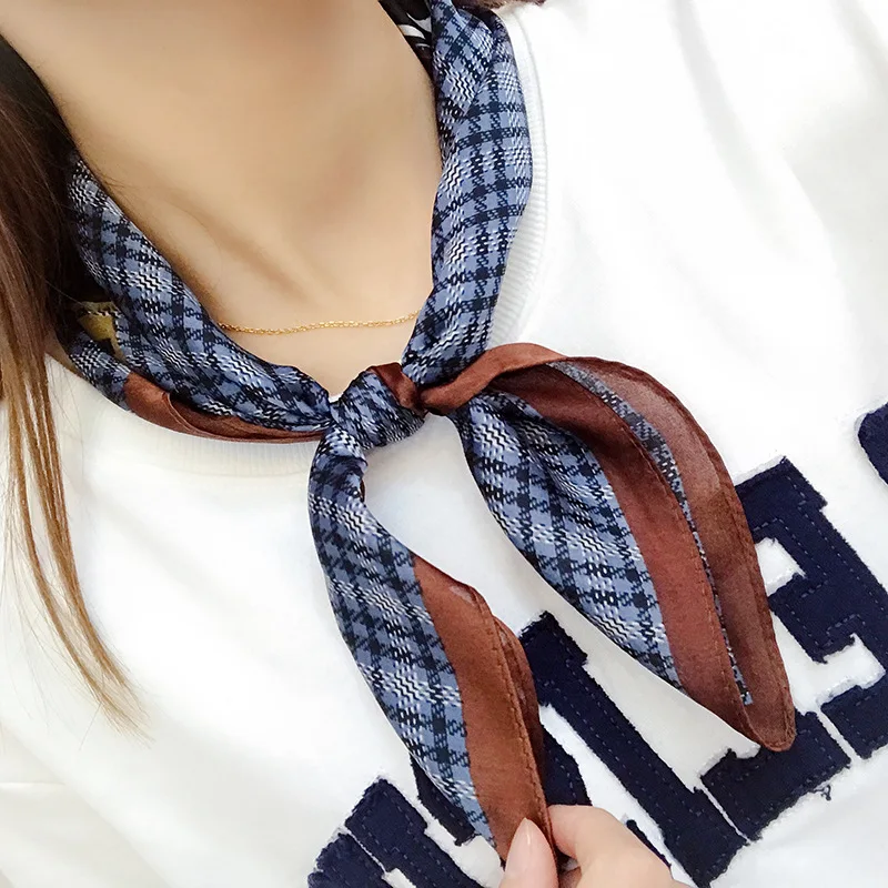 53*53cm Fashion Dot Striped Women Scarf Cashew Print Small Square Scarf Spring Summer Lady Scraf Head Scarf Headbands - Цвет: 27