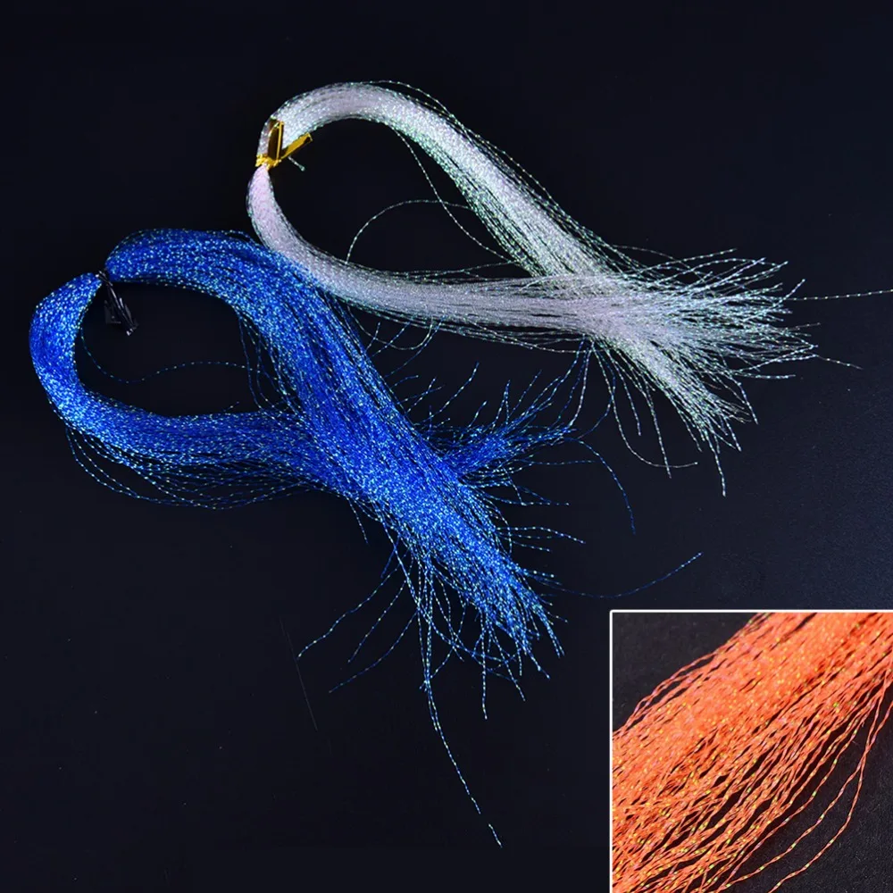 200 Pcs Holographic Tinsel Fly Fishing Tying Crystal Flash String Jig