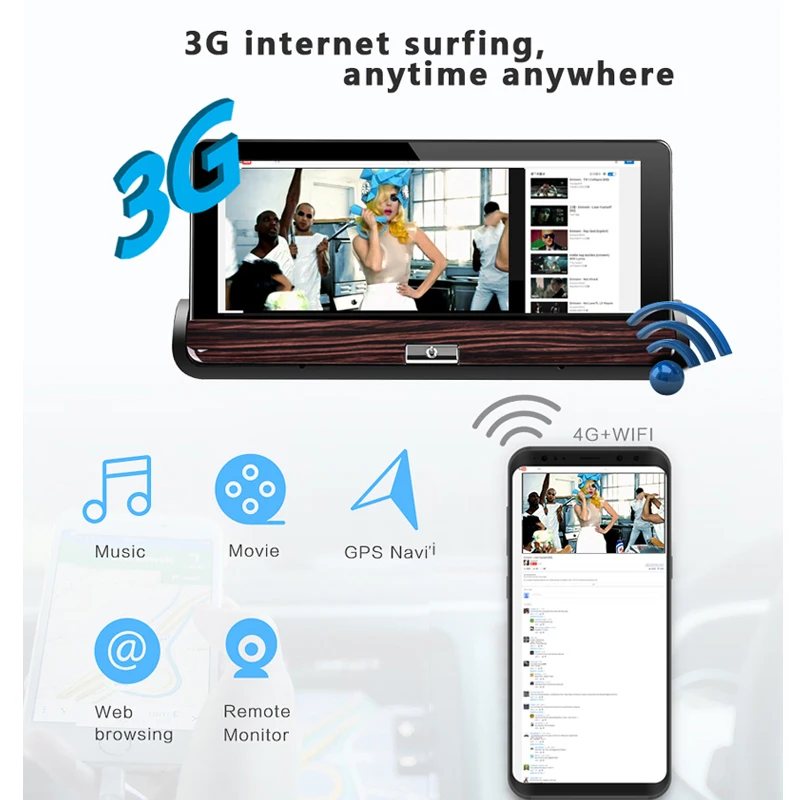 Phisung V50 7 &quotсенсорный Android 3G зеркало заднего вида DVR GPS WIFI Автомобильный