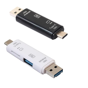 

3 in 1 Type-C Card Reader Micro USB Type-C Flash Drive Adapter Connector High Speed TF Memory Card Reader White Black