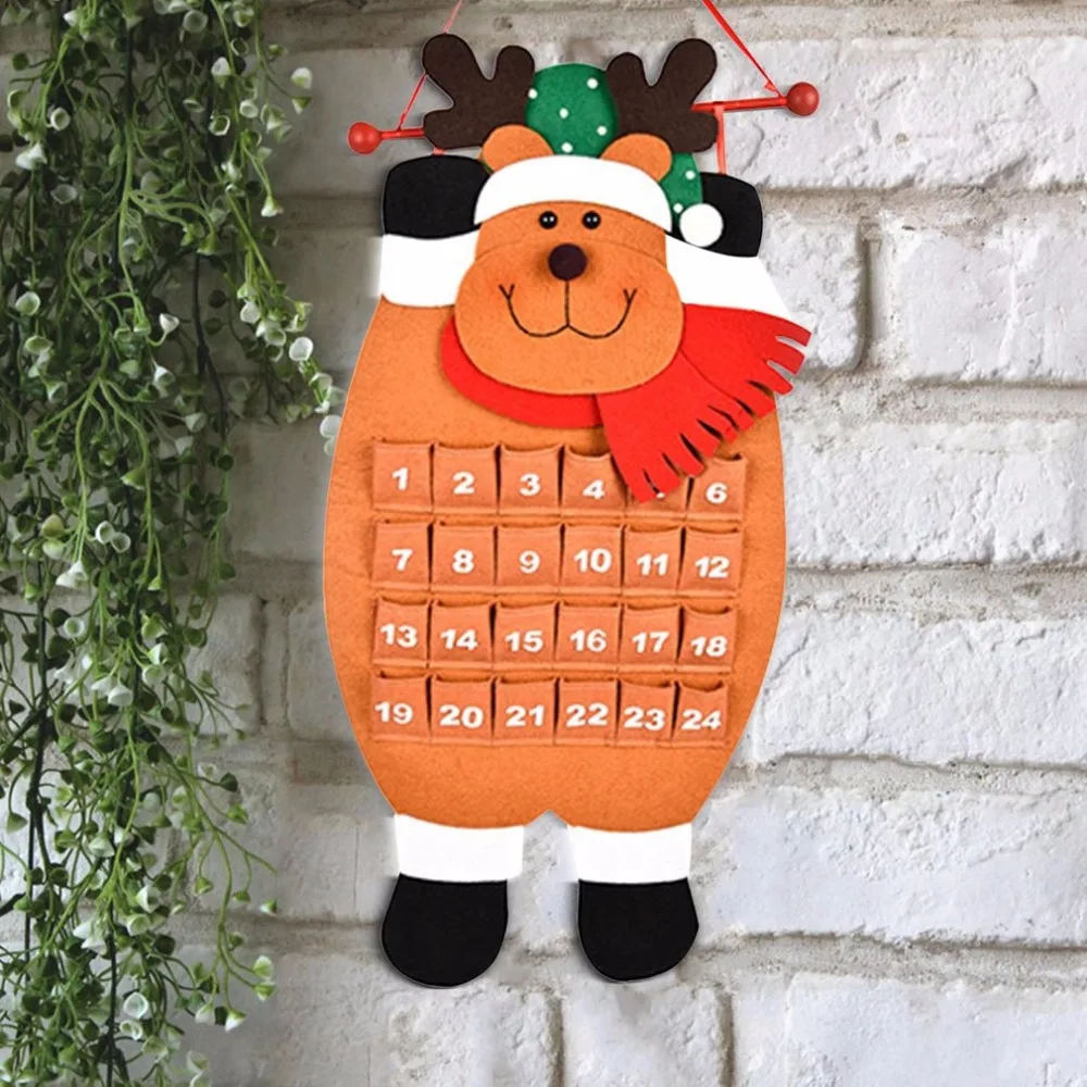 

3 Patterns Christmas Advent Calendar Countdown Christmas Tree Hanging Ornaments Home Office Party Gift Festival Supplies