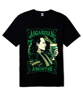 

New Loki Asgardian Absinthe Thor Odin Men's Black T Shirt Color Sizes S To 3XL Round Collar Short Sleeve T-Shirts Top Tee