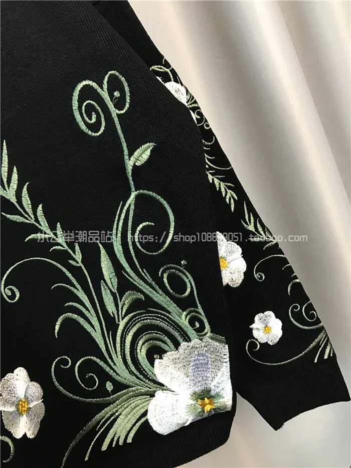 over Ensembles Costume Mode Tricoté Pièce Broderie gris Européenne Noir Pull Fleur Nouvelle De Tricots Manteau Haute Pantalon Femmes Qualty Dames Harlem 2 OqnAfFS