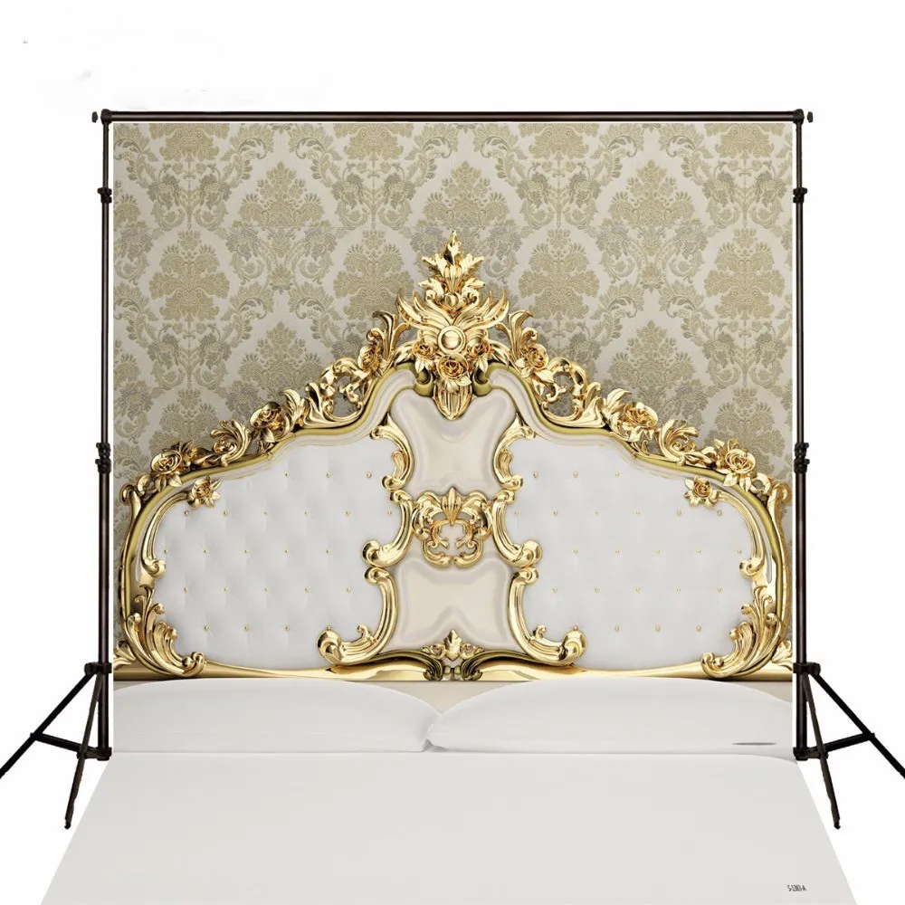 

Wallpaper Gold Headboard Bed backdrop Vinyl cloth High quality Computer printed party photography studio background