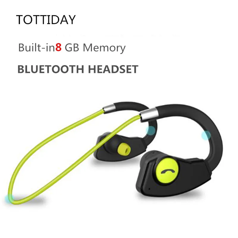 Goedkoop TOTTIDAY Transpiratie 8 gb Bluetooth Oortelefoon MP3 Muziekspeler Draadloze Sport Oordopjes Headset met Microfoon Handsfree voor Mobiele Telefoons