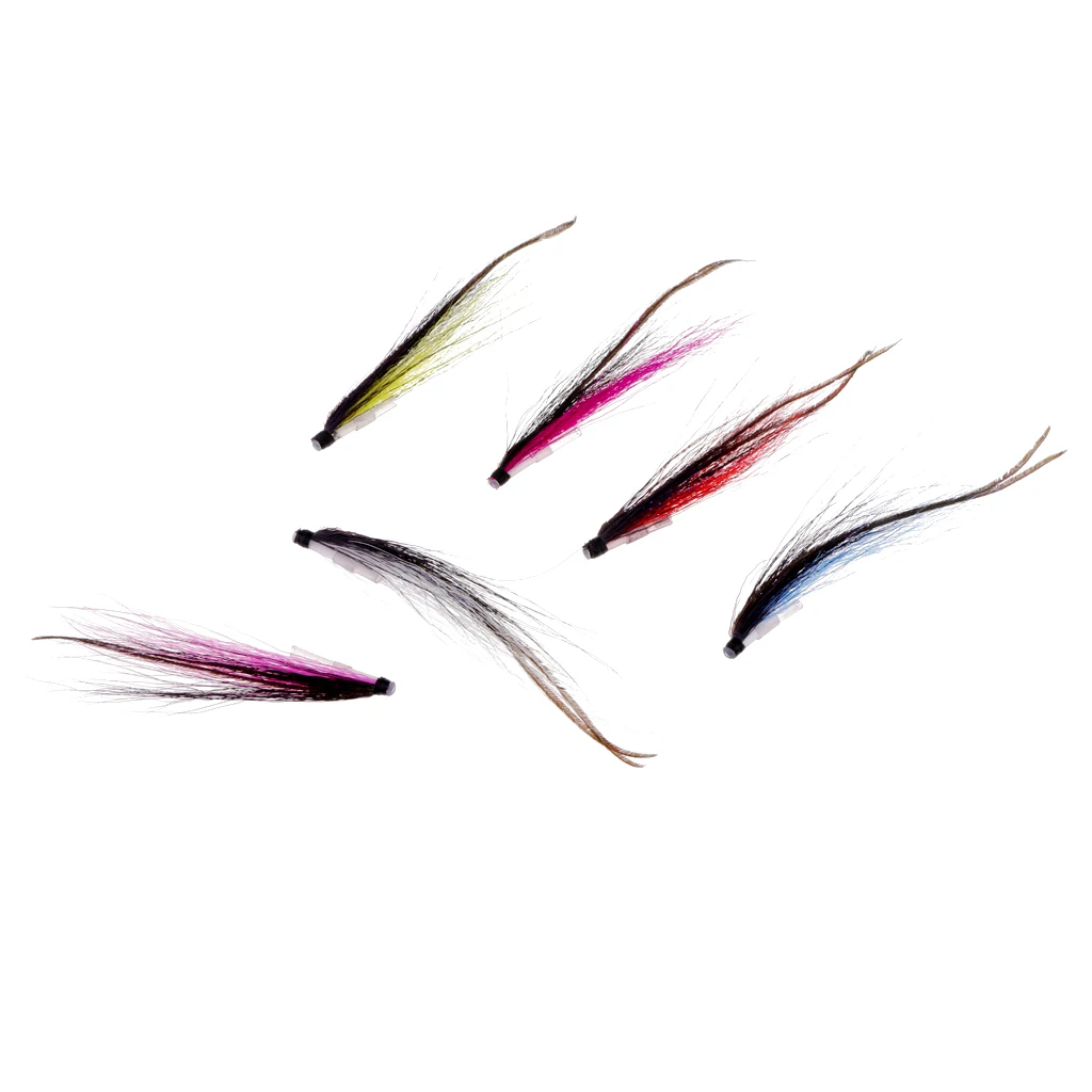 6Pcs Tube Fly Fishing Mini Sunray Shadow Riffle Hitch Salmon Flies 6 Colors Fishing Lures leurres de peche Senuelos de pesca