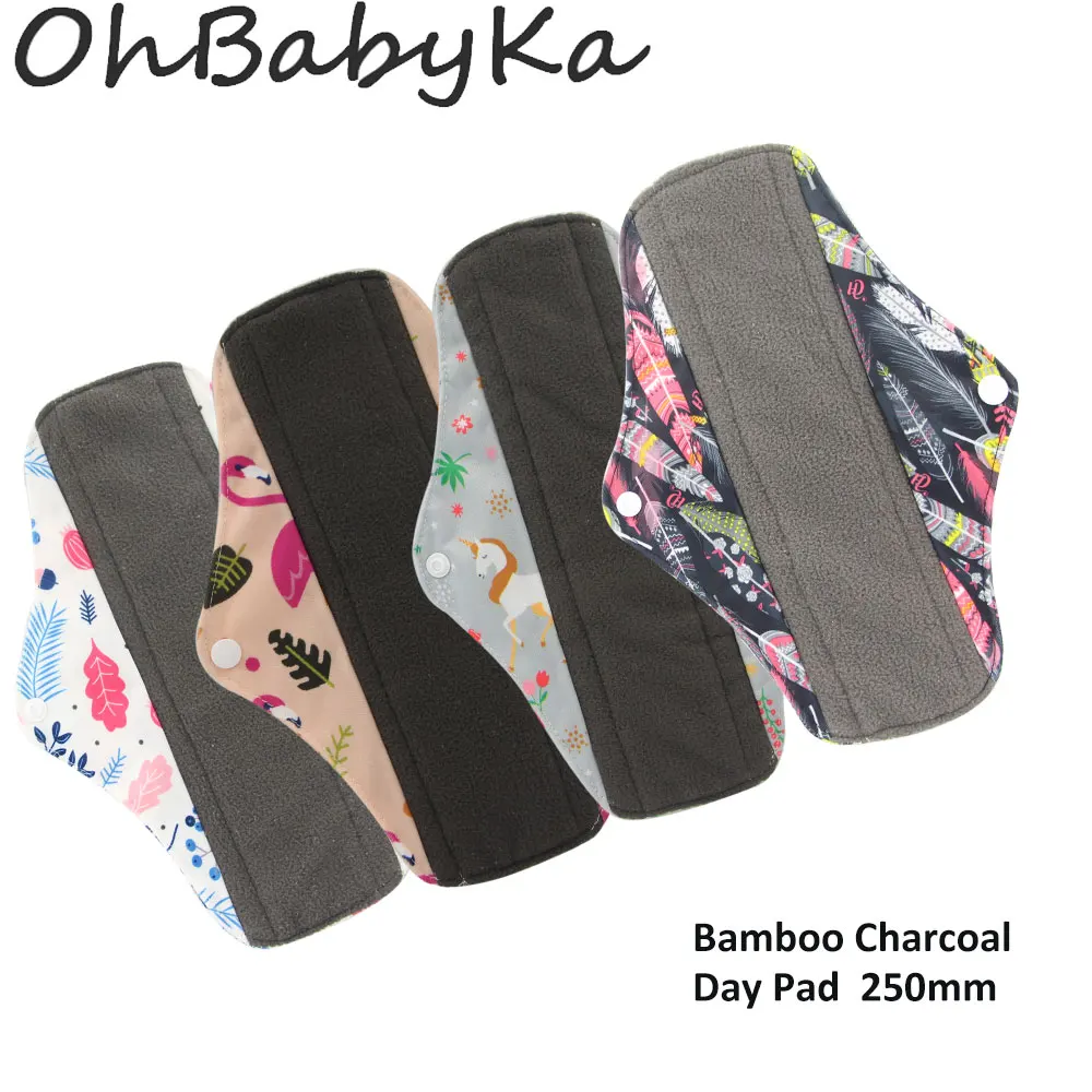 

5Pcs Women Menstrual Pads Reusable Sanitary Napkin Absorbent Reusable Charcoal Bamboo Menstrual Pads Washable Sanitary Towel