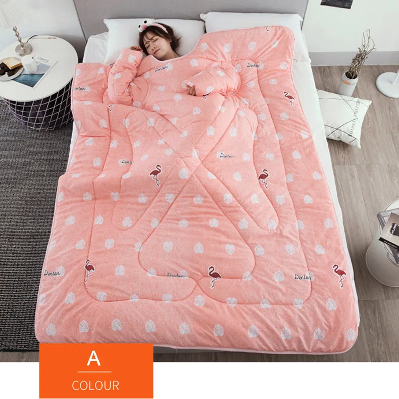 

Lazy Quilt with Sleeves Blanket Cape Cloak Nap Blanket Dormitory Mantle 150x200cm MU