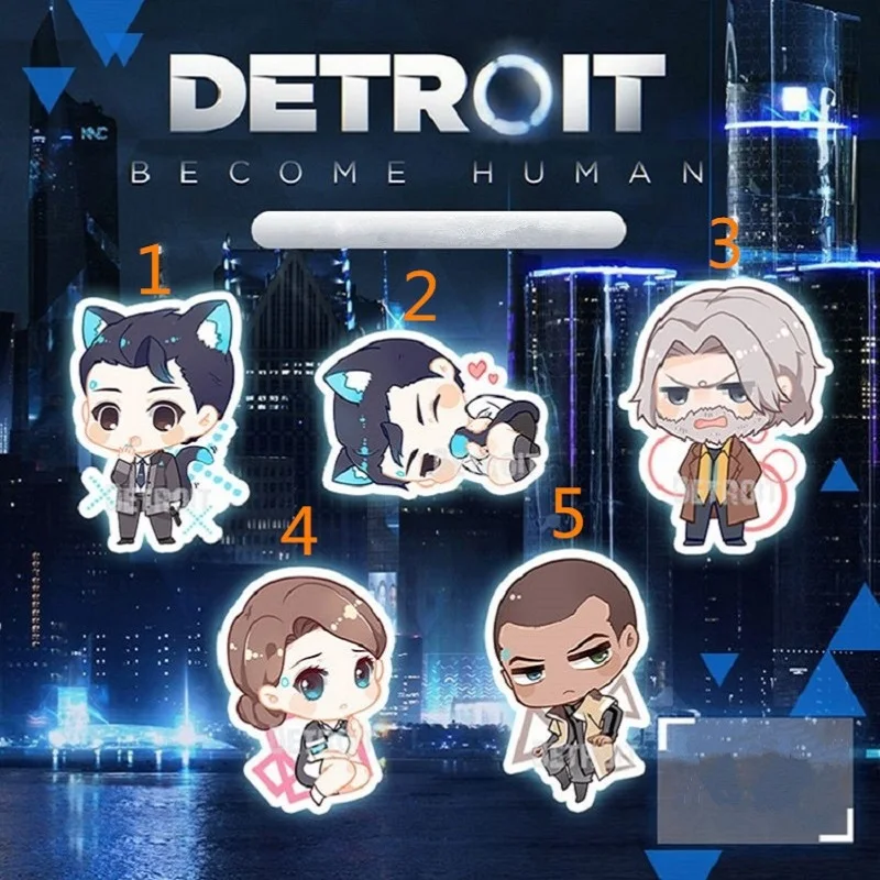 

Game Detroit: Become Human Connor Keychain Cosplay Accessories Acrylic Figure Keyring Car keychain Lobster Buckle