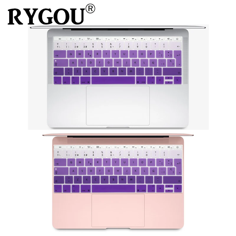 

Silicone Keyboard Cover for Macbook 12 inch A1534 and New MacBook Pro 13 inch A1708 A1988, Spanish & English European ISO Layout