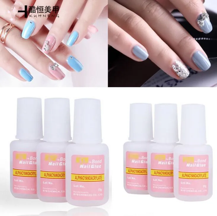 5% 5pcs/set False Glue Nail Art Tips Glitter Acrylic