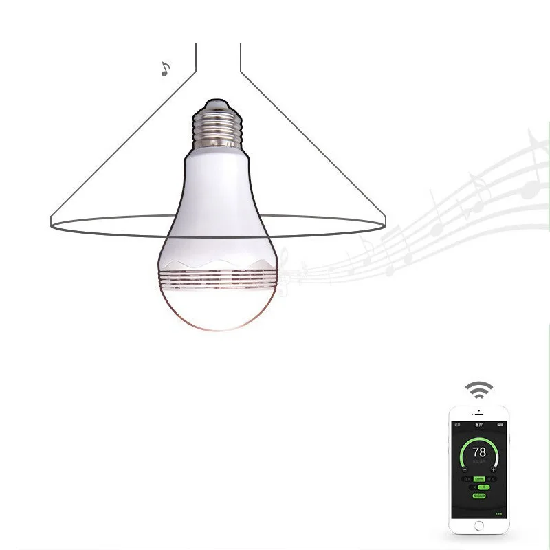 Умная Wifi лампа E27 8 Вт светодиодная RGB Беспроводная Bluetooth Колонка 3 приложение
