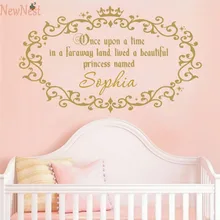 Érase una vez… cotizaciones Tatuajes de Pared de Encargo Del Bebé Princesa de Las Muchachas Con Nombre Vinilo Etiqueta de La Pared-Nursery Dormitorio Decoración Arte de la Pared