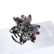 Винтажный Большой Хрустальный цветок для волос когти свадебные заколки для волос женские украшения для волос с шармом древние серебряные аксессуары для волос 3 цвета