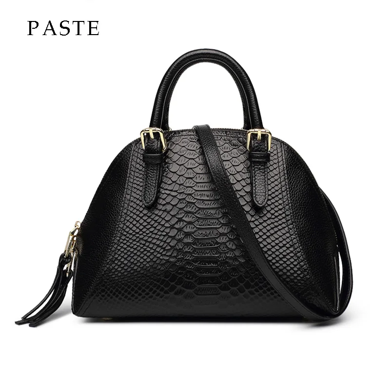 

2018 Winter New Serpentine Genuine Leather Women's Handbag Luxury High Quality Ladies Handbag Classical Shell Tote Bag 4 Colors