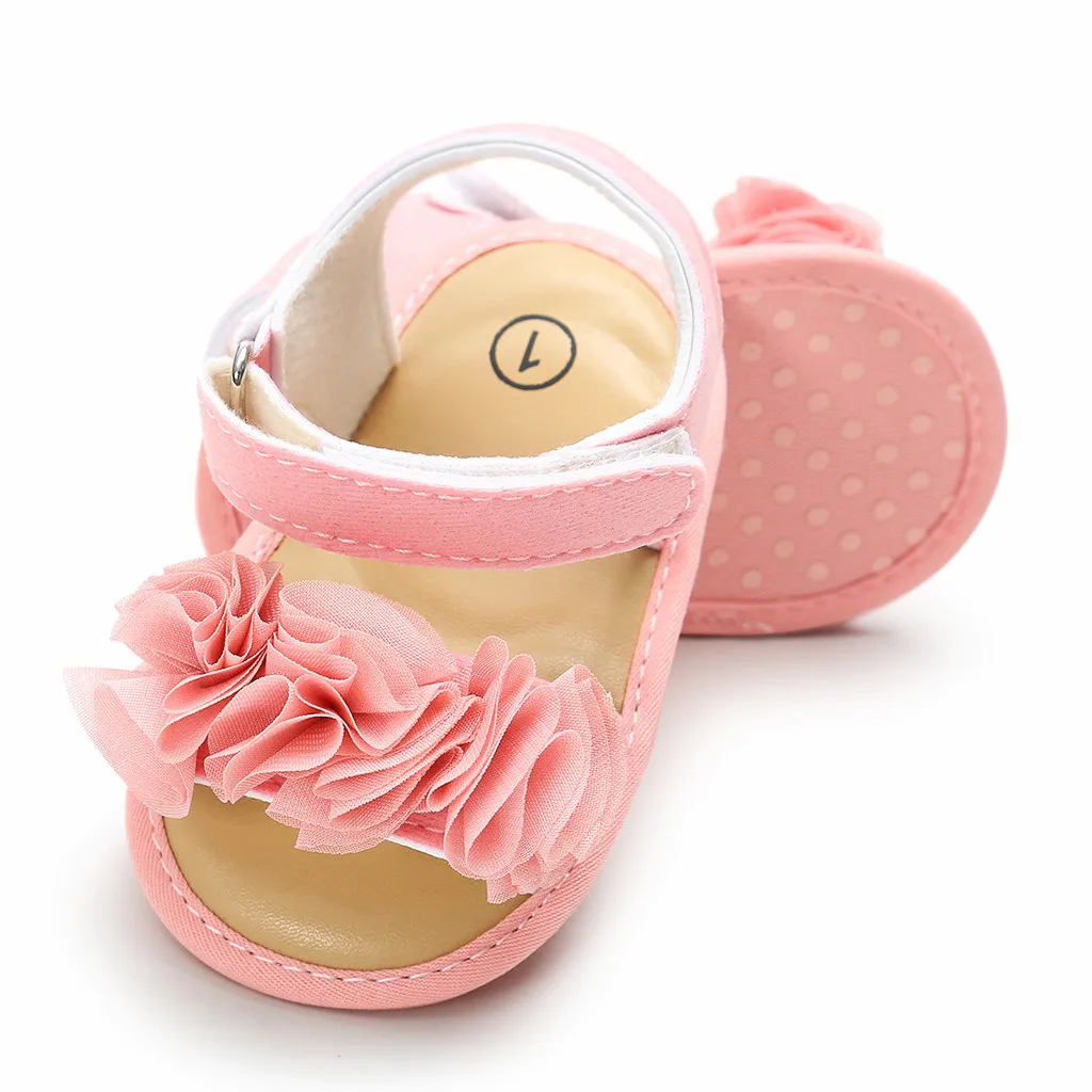 Сандалии с цветами и блестками для новорожденных мальчиков и девочек; обувь на мягкой подошве; модные сандалии для маленьких девочек
