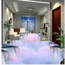 Нескользящие водостойкие Самоклеящиеся ПВХ обои водопад струящийся 3D Пол фрески современный пол живопись