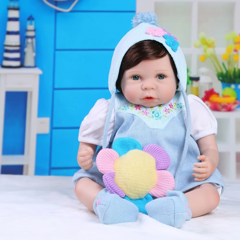 

20 inch 50 cm Silicone baby reborn dolls for Children Beautiful blue sky beautiful doll dress
