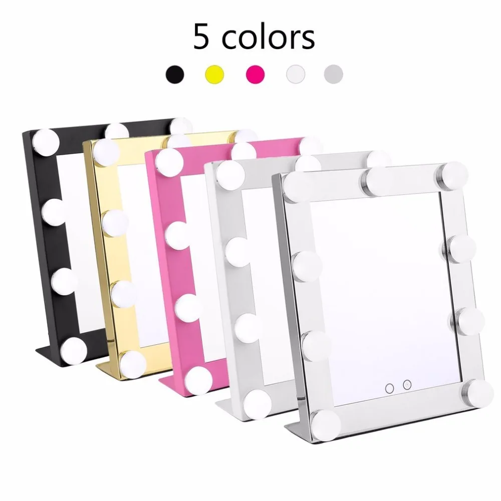 Espelho de Maquiagem com 9 Vaidade Mesa Iluminado Luzes Lâmpada Dimmer Beleza Espelho Cosmético Portátil Touch Screen Espelhos Ferramenta Led Mod. 1211621 11 9 luzes led lâmpada dimmer beleza espelho