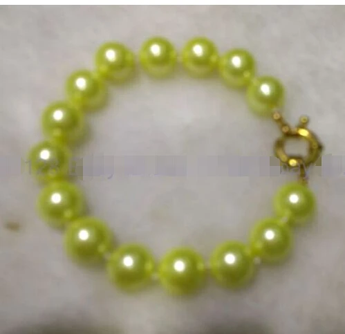 

A+++ 12mm Gold Sea Shell Pearl Bracelet 7.5'' (100% real shell pearl)@^Noble style Natural Fine jewe FREE SHIPPING