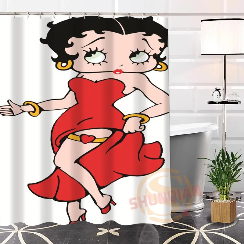 

ShunQian Betty Boop Fabric Modern Shower Curtain Best Nice Eco-friendly Custom bathroom Waterproof Bath curtains With Hook