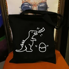 Женские, мужские, экологически чистые холщовые сумки для покупок с динозаврами, яйца, студенческие, ручной работы, хлопковые складные сумки на плечо, дорожные сумки