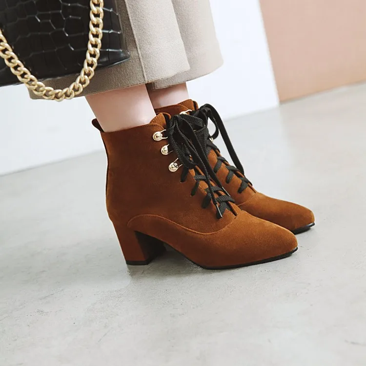 

Big Size 9 10 11 12 boots women shoes ankle boots for women ladies boots Side zipper with cross binding