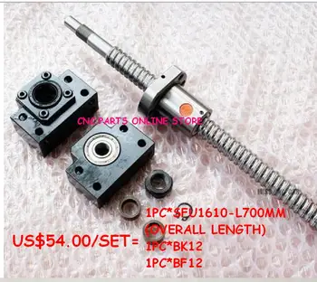 

Rolled ball screw 1610-L700mm with single ball nut+BK12 BF12 end support