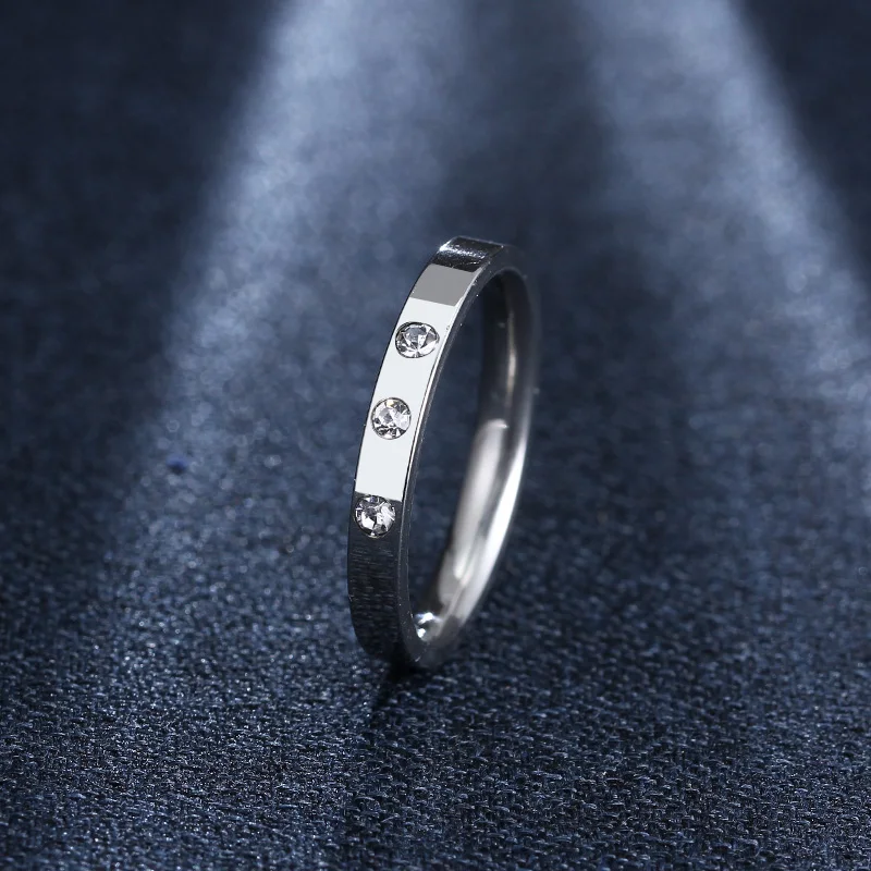 CACANA Stainless Steel Rings For Women Men Gold Silver Three Ziecon Engagement Fashion Jewelry Rings For Male Party